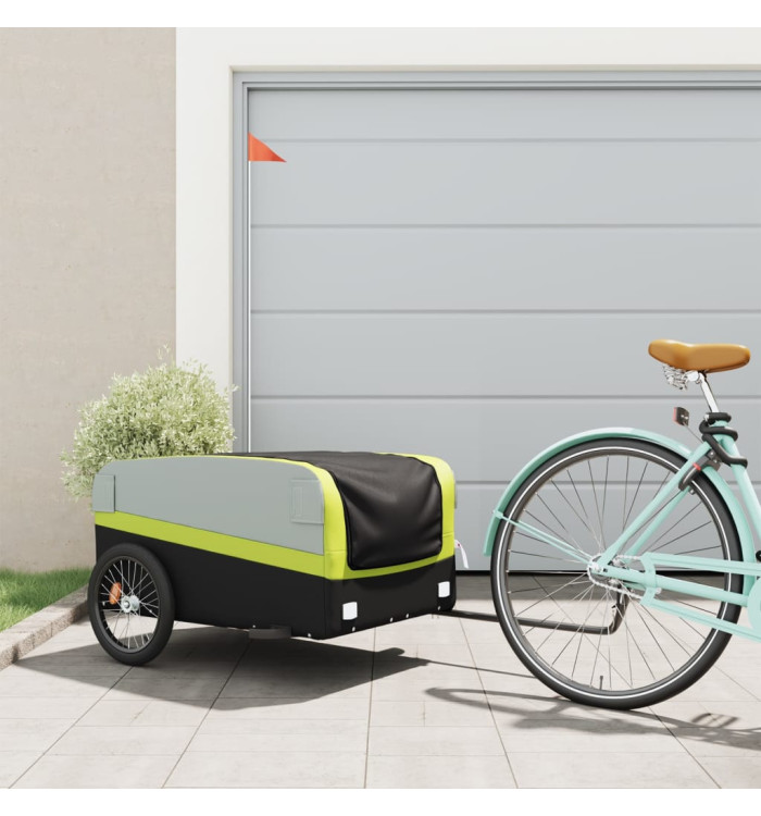 Remorque de vélo noir et vert 45 kg fer | Mobilier & Déco