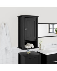 Armoire murale de salle de bain BERG noir bois de pin massif | Mobilier & Déco