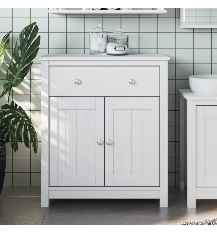 Armoire de salle de bain BERG blanc 69,5x34x80 cm pin massif | Mobilier & Déco