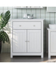 Armoire de salle de bain BERG blanc 69,5x34x80 cm pin massif | Mobilier & Déco