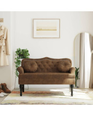 Banc avec coussins marron 120,5x65x75 cm similicuir daim | Mobilier & Déco