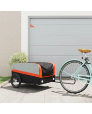 Remorque de vélo noir et orange 45 kg fer | Mobilier & Déco