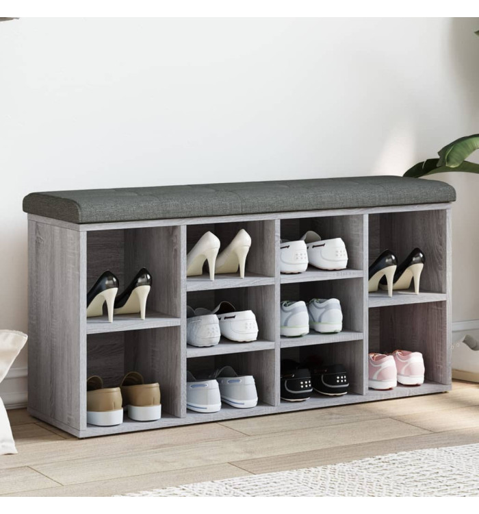 Banc à chaussures sonoma gris 102x32x50 cm bois d'ingénierie | Mobilier & Déco
