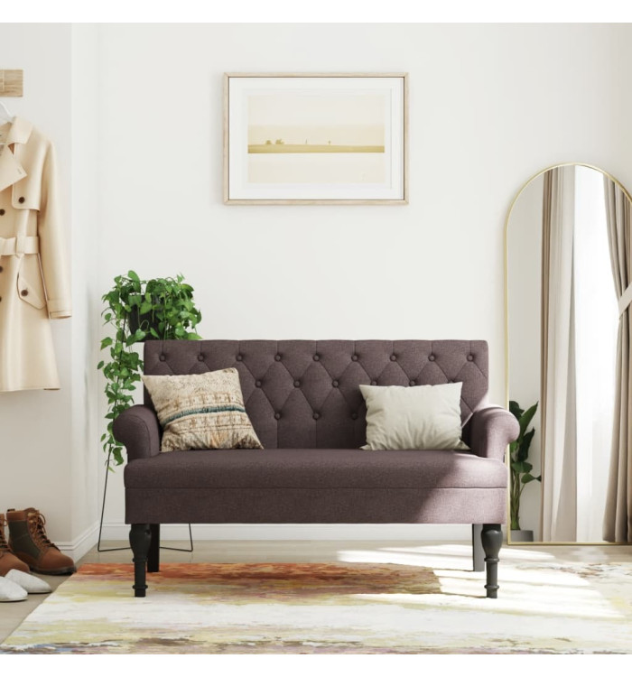 Banc avec dossier marron foncé 120x62x75,5 cm tissu | Mobilier & Déco
