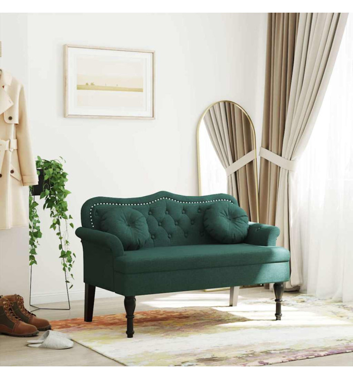 Banc avec coussins vert foncé 120,5x65x75 cm velours | Mobilier & Déco