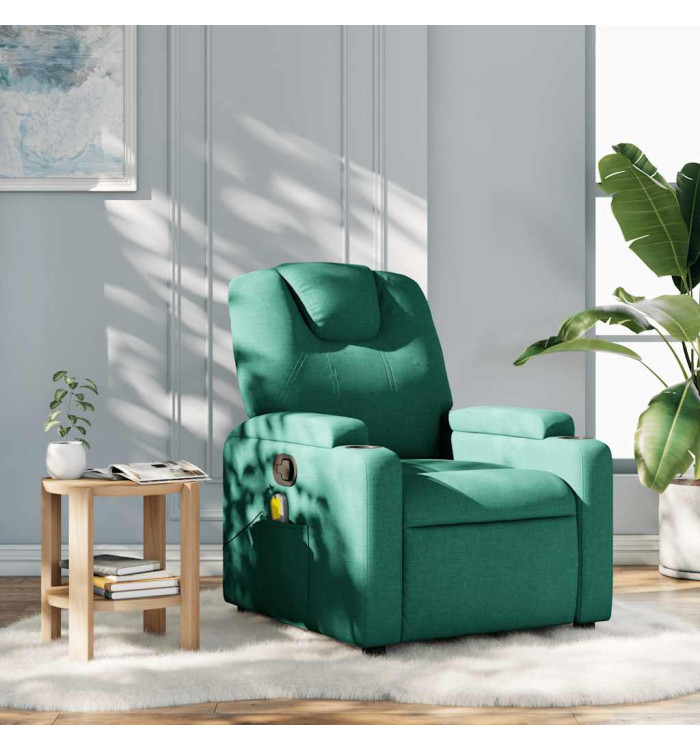 Fauteuil de massage inclinable Vert foncé Tissu | Mobilier & Déco