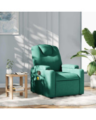 Fauteuil de massage inclinable Vert foncé Tissu | Mobilier & Déco