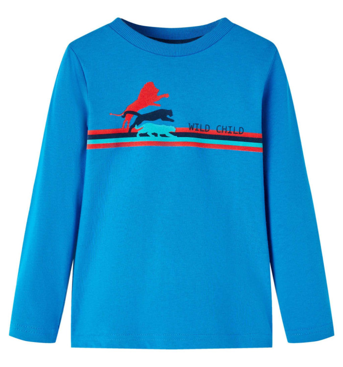 T-shirt enfants manches longues bleu cobalt 92 | Mobilier & Déco