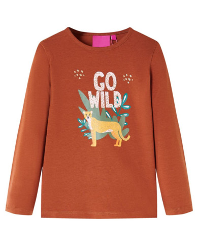 T-shirt enfants à manches longues cognac 116 | Mobilier & Déco