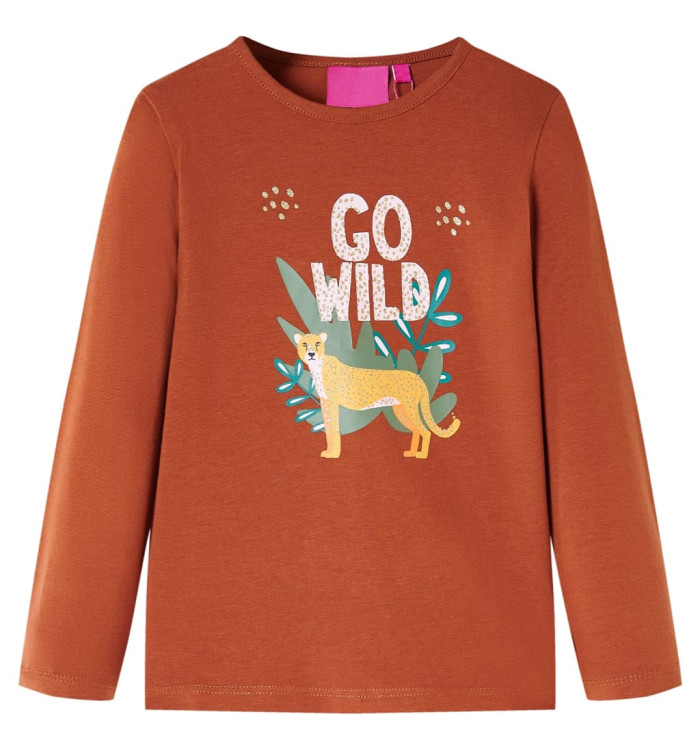 T-shirt enfants à manches longues cognac 116 | Mobilier & Déco
