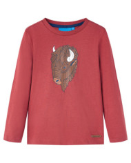 T-shirt enfants à manches longues rouge brûlé 92 | Mobilier & Déco