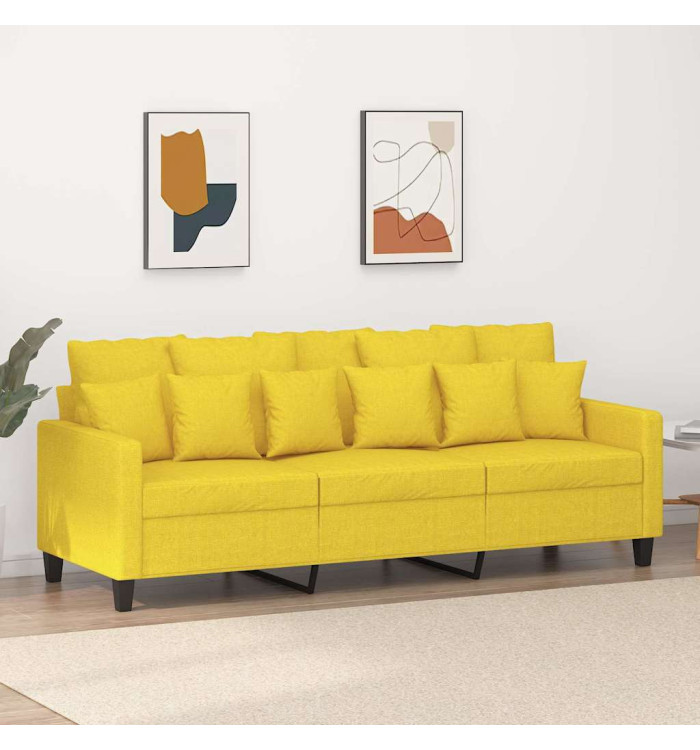 Canapé à 3 places Jaune clair 180 cm Tissu | Mobilier & Déco