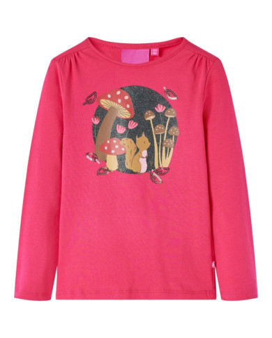 T-shirt enfants à manches longues rose vif 128 | Mobilier & Déco
