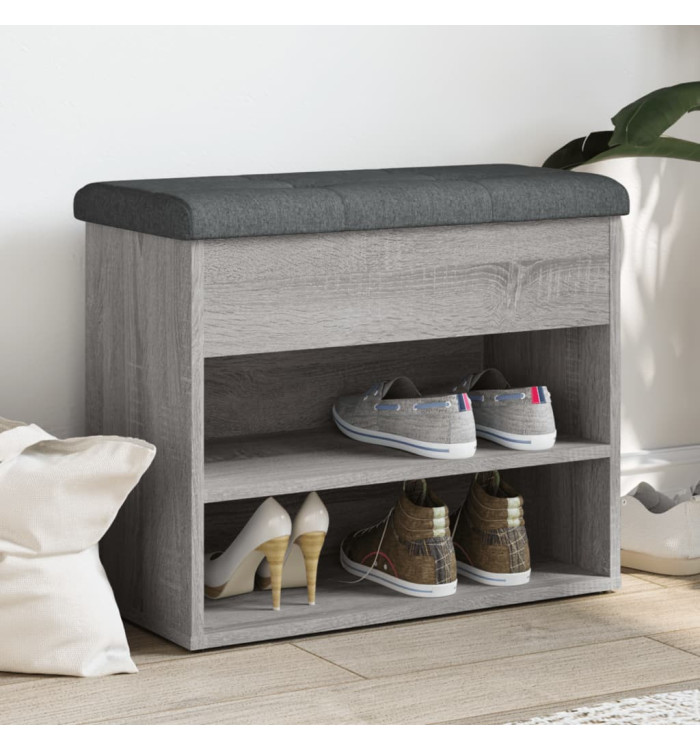 Banc à chaussures sonoma gris 62x32x50 cm bois d'ingénierie | Mobilier & Déco