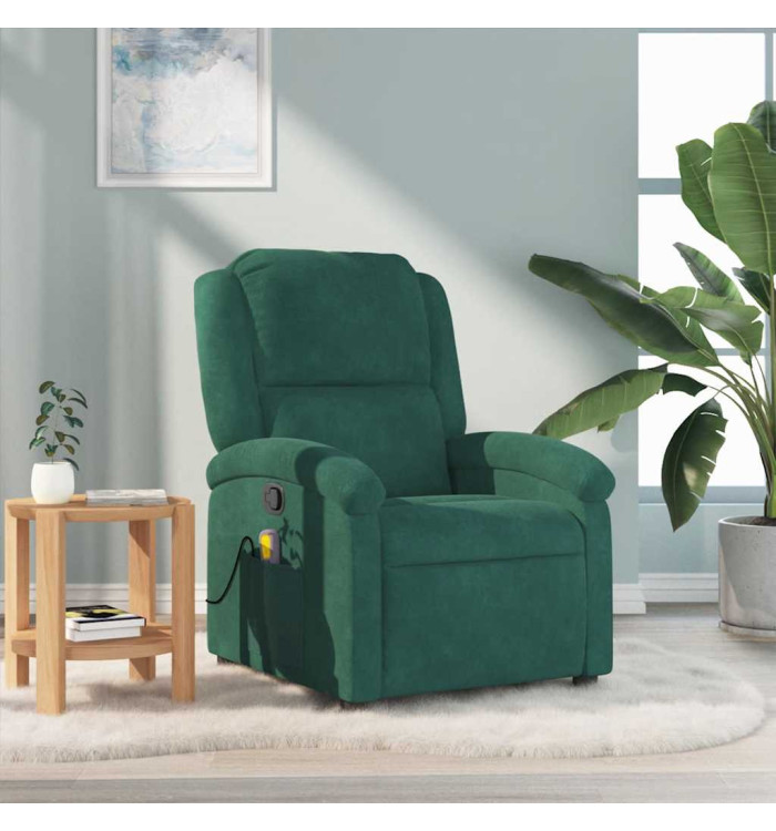Fauteuil de massage inclinable vert foncé velours | Mobilier & Déco