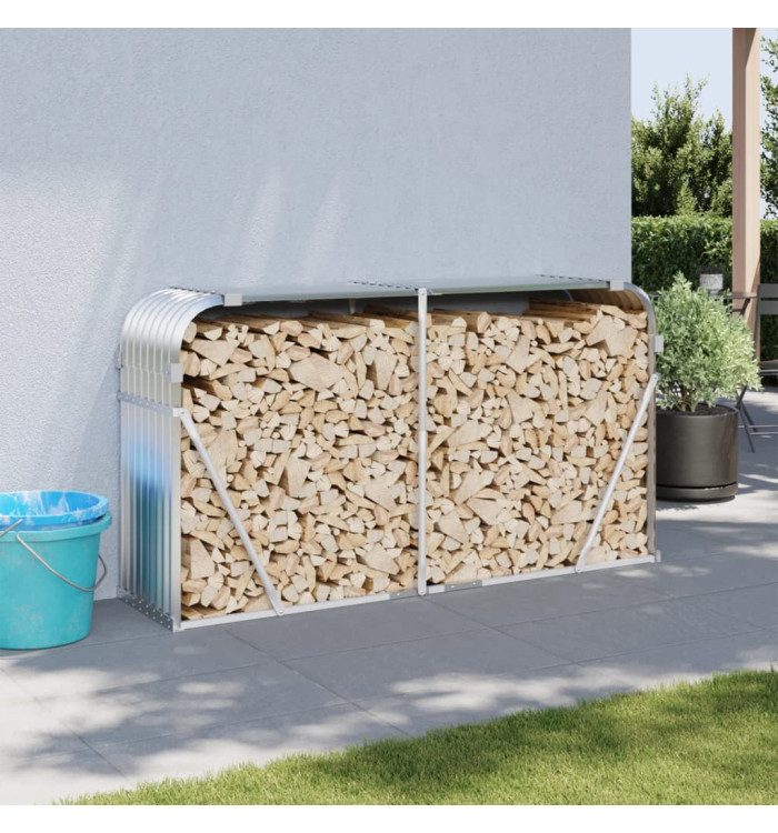 Porte-bûches argenté 180x45x100 cm acier galvanisé | Mobilier & Déco