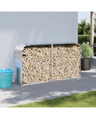 Porte-bûches argenté 180x45x100 cm acier galvanisé | Mobilier & Déco