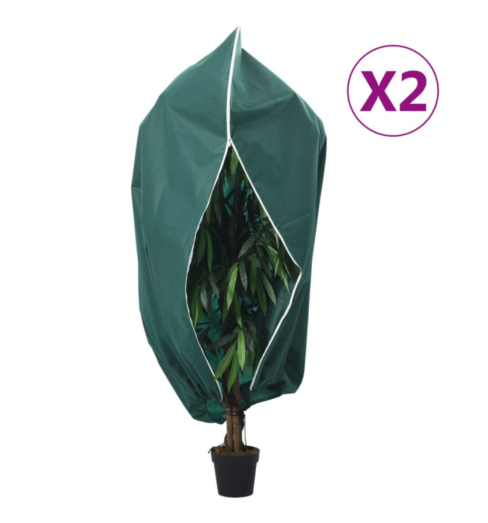 Housses de protection pour plantes avec fermeture éclair 2 pcs | Mobilier & Déco