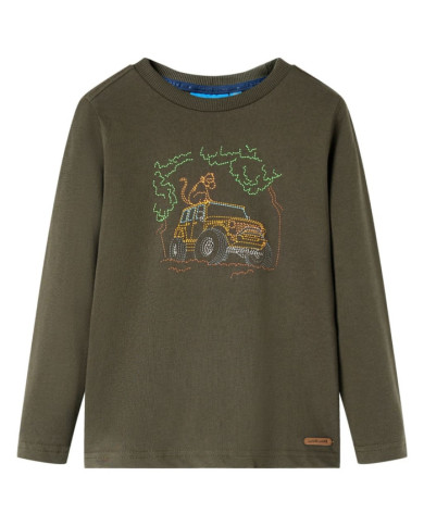 T-shirt enfants à manches longues kaki 92 | Mobilier & Déco