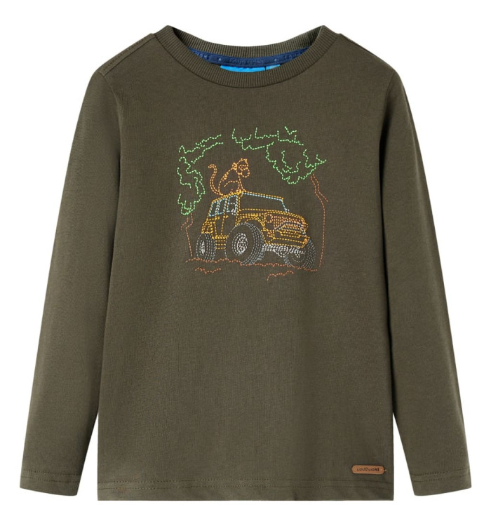 T-shirt enfants à manches longues kaki 92 | Mobilier & Déco