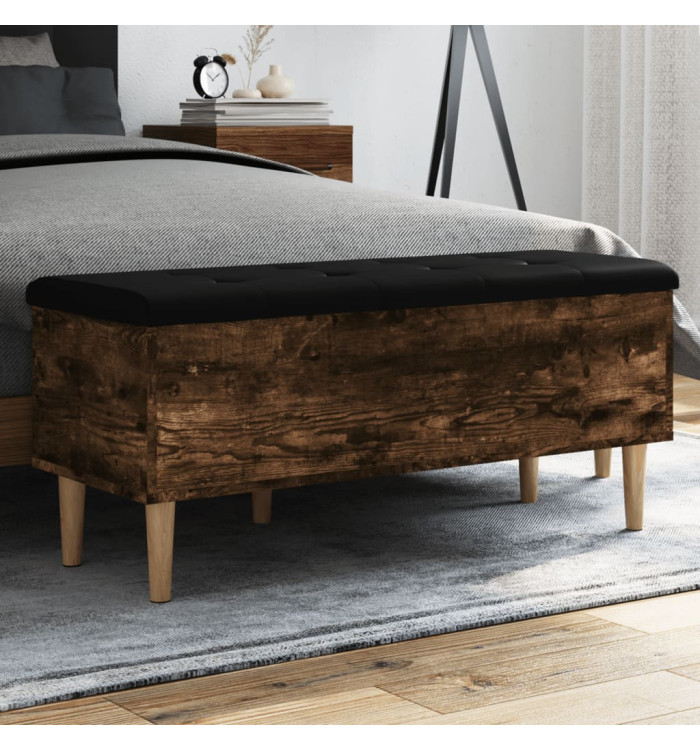 Banc de rangement chêne fumé 102x42x46 cm bois d'ingénierie | Mobilier & Déco