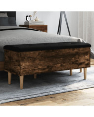 Banc de rangement chêne fumé 102x42x46 cm bois d'ingénierie | Mobilier & Déco