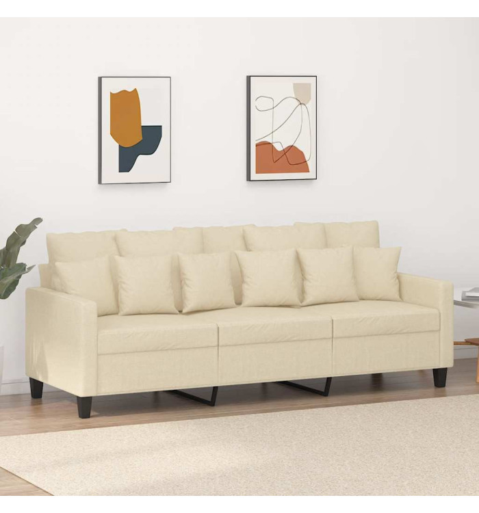 Canapé à 3 places Crème 180 cm Tissu | Mobilier & Déco