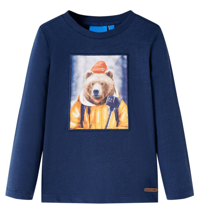 T-shirt enfants à manches longues mélange bleu marine 116 | Mobilier & Déco