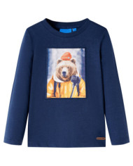 T-shirt enfants à manches longues mélange bleu marine 116 | Mobilier & Déco