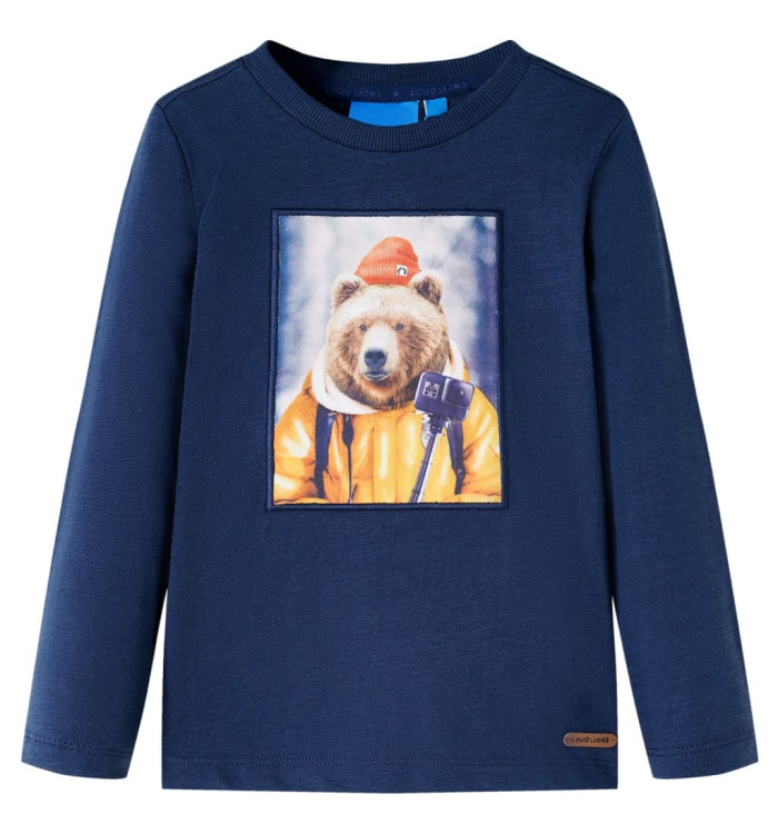T-shirt enfants à manches longues mélange bleu marine 92 | Mobilier & Déco