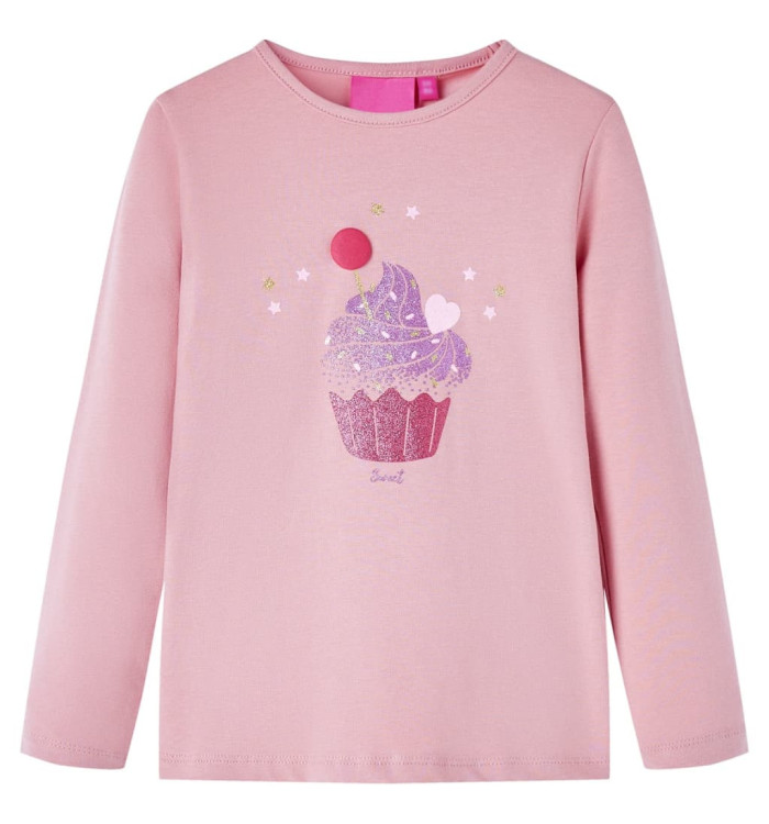 T-shirt enfants à manches longues rose clair 104 | Mobilier & Déco