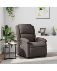 Fauteuil inclinable de massage marron foncé cuir véritable | Mobilier & Déco