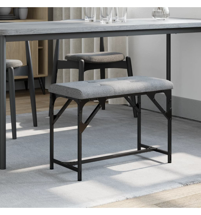 Banc à manger gris clair 62x32x45 cm acier et tissu | Mobilier & Déco