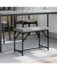 Banc à manger gris clair 62x32x45 cm acier et tissu | Mobilier & Déco