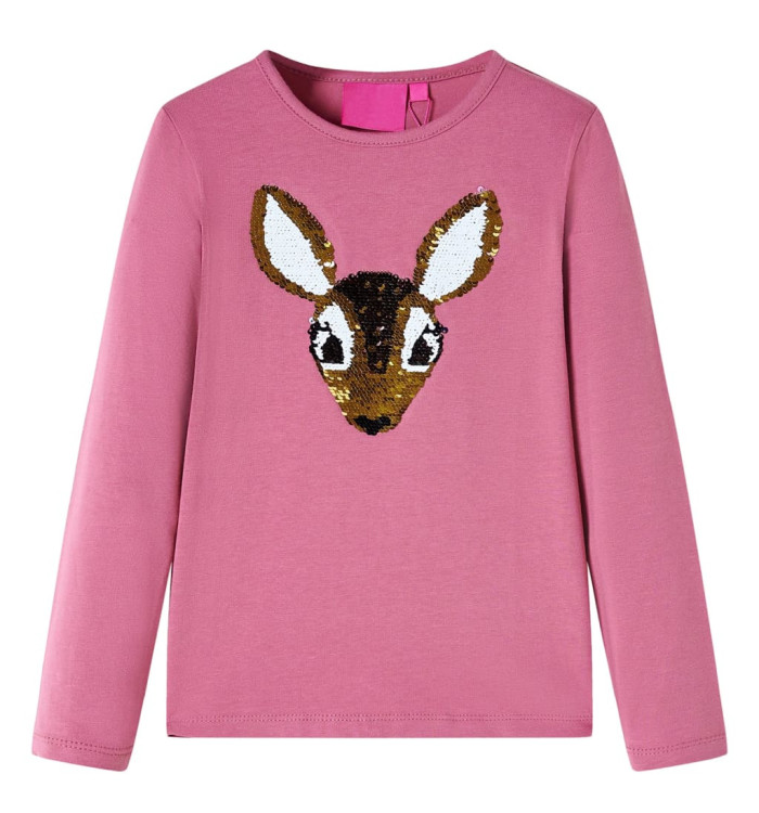 T-shirt enfants à manches longues framboise 104 | Mobilier & Déco