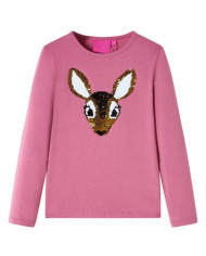 T-shirt enfants à manches longues framboise 104 | Mobilier & Déco