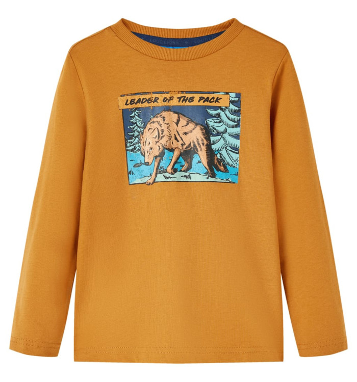 T-shirt enfants à manches longues ocre foncé 92 | Mobilier & Déco