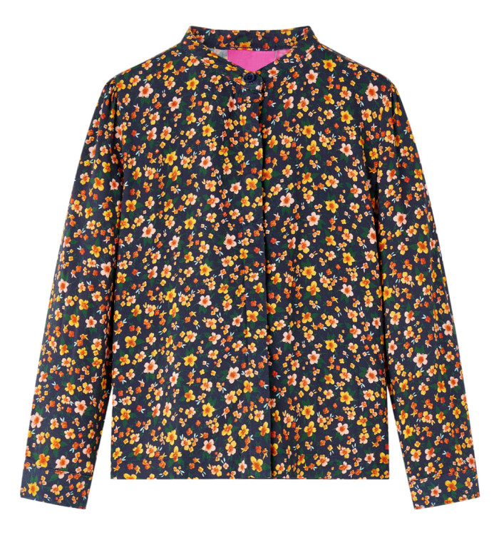 Chemise pour enfants avec col à bande bleu marine 116 | Mobilier & Déco