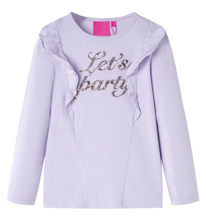 T-shirt enfants à manches longues lilas clair 116 | Mobilier & Déco