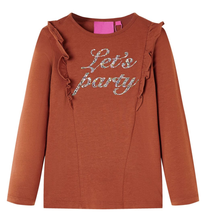 T-shirt enfants à manches longues cognac 116 | Mobilier & Déco