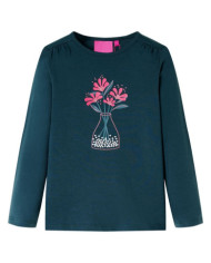 T-shirt pour enfants à manches longues vert foncé 128 | Mobilier & Déco