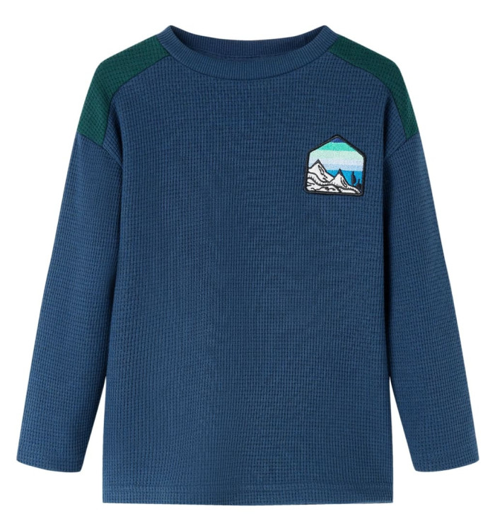 Sweatshirt gaufré pour enfants bleu marine 128 | Mobilier & Déco