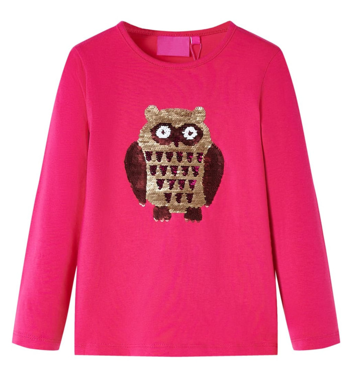 T-shirt enfants à manches longues rose vif 104 | Mobilier & Déco