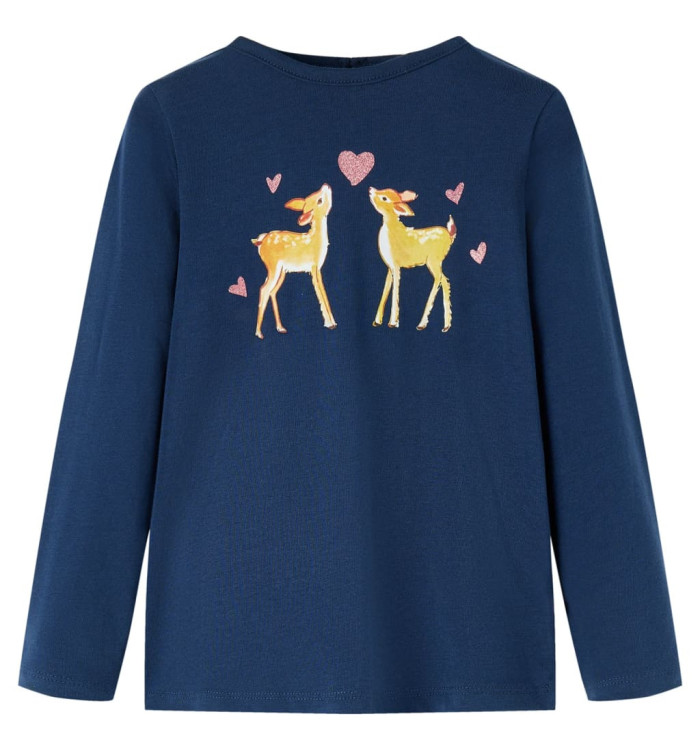 T-shirt enfants à manches longues bleu marine 104 | Mobilier & Déco