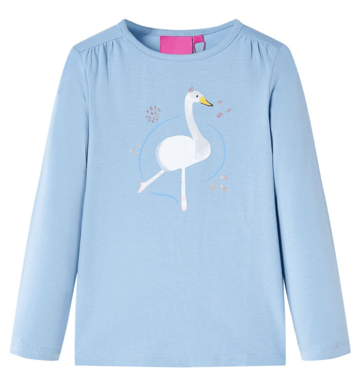 T-shirt enfants à manches longues bleu clair 116 | Mobilier & Déco