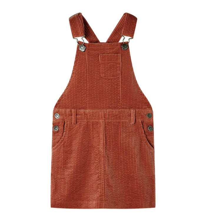 Robe salopette pour enfants velours côtelé cognac 116 | Mobilier & Déco