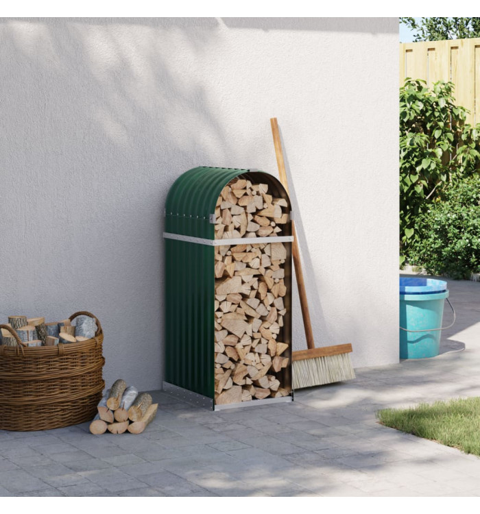 Porte-bûches vert 40x45x100 cm acier galvanisé | Mobilier & Déco