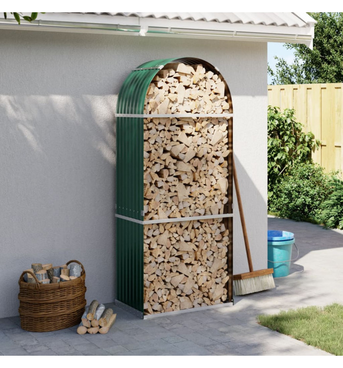 Porte-bûches vert 80x45x190 cm acier galvanisé | Mobilier & Déco