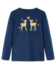 T-shirt enfants à manches longues bleu marine 128 | Mobilier & Déco