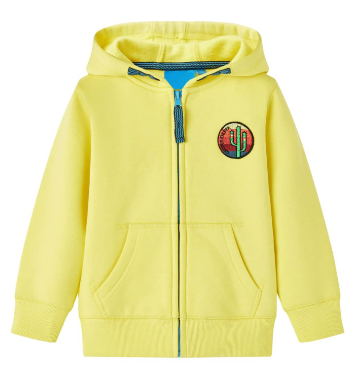 Sweat-shirt à capuche et fermeture éclair pour enfants jaune clair 92 | Mobilier & Déco